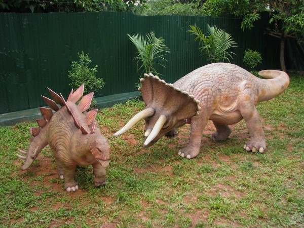 Dinosaurier Triceratops und Stegosaurus klein