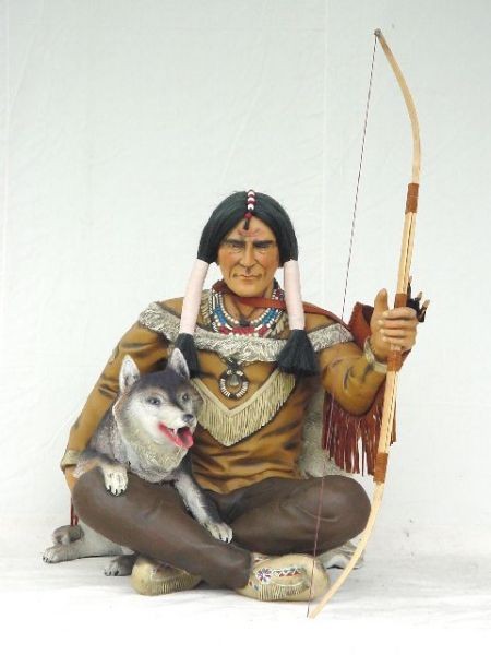 Indianer Krieger mit Wolf
