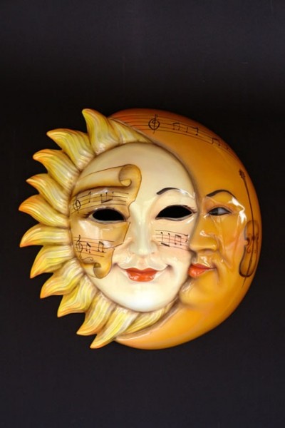 Maske Sonne-Mond Gelb