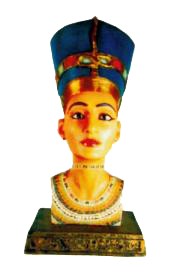 ägyptischer Frauenkopf als Büste farbig gold