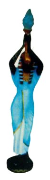 Ägypterin mit weiß blauen Umhang und Fackellampe