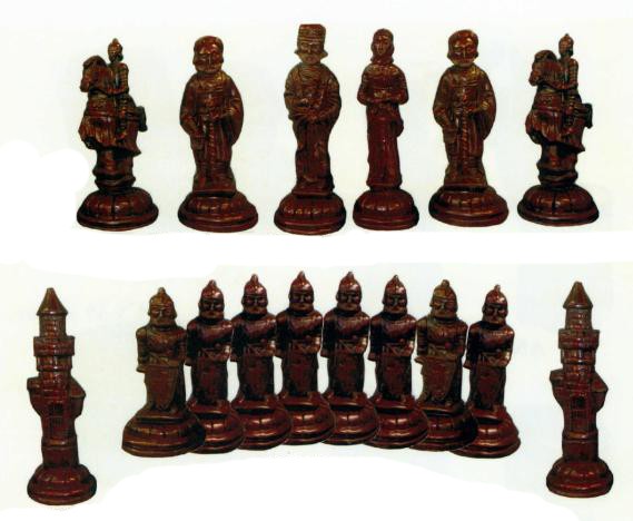 großes Schachspiel für Garten Set dunkle Figuren