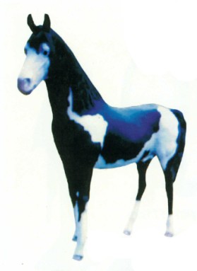 schwarz weißes Pferd lebensgroß