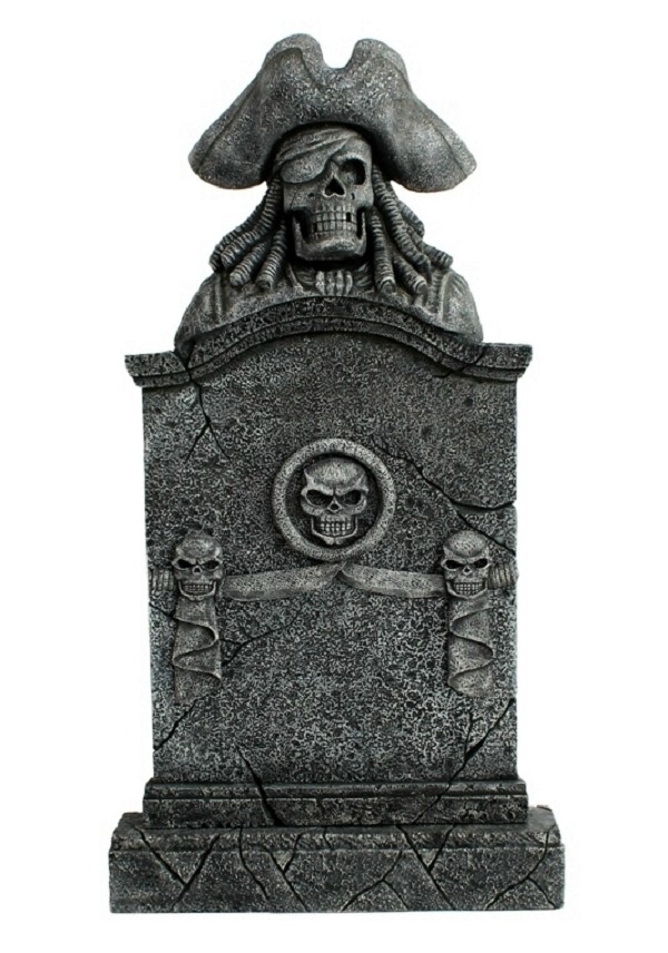 Piratenskelett Grabstein mit Totenköpfen