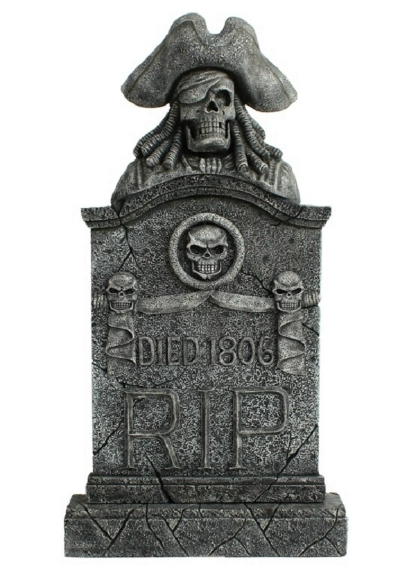 Piratenskelett Grabstein mit Totenköpfen RIP Died 1806