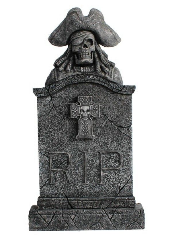 Piratenskelett Grabstein mit Kreuz