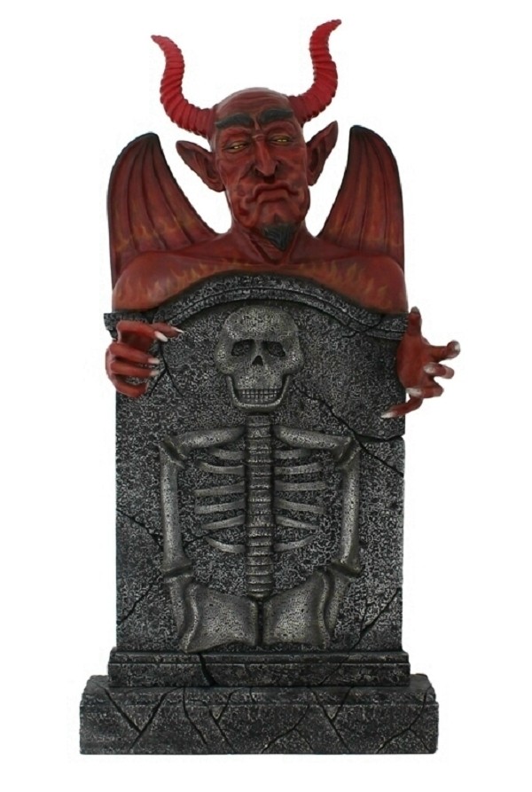 Teufel Grabstein mit Skelett