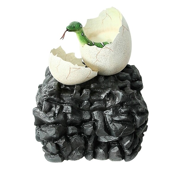Anakonda Schlange im Ei auf Stein
