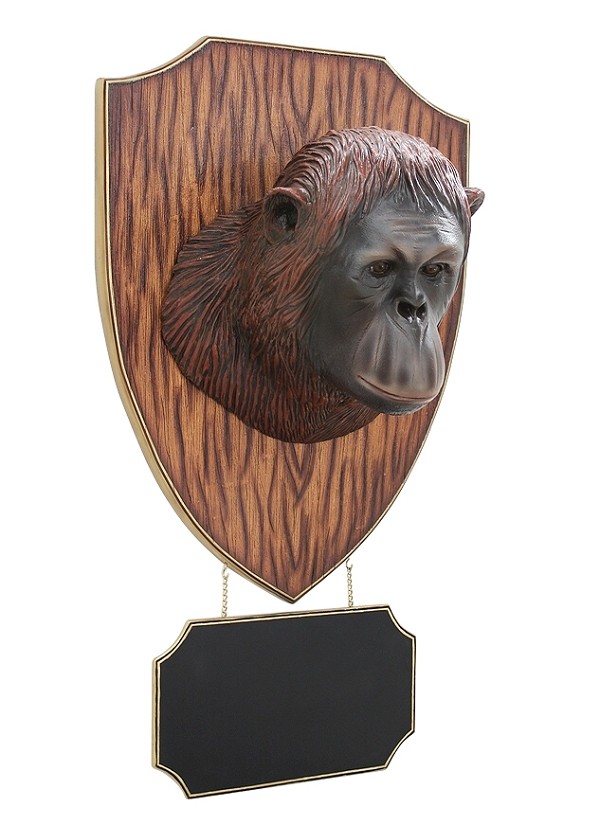 Orangutankopf mit Angebotsschild