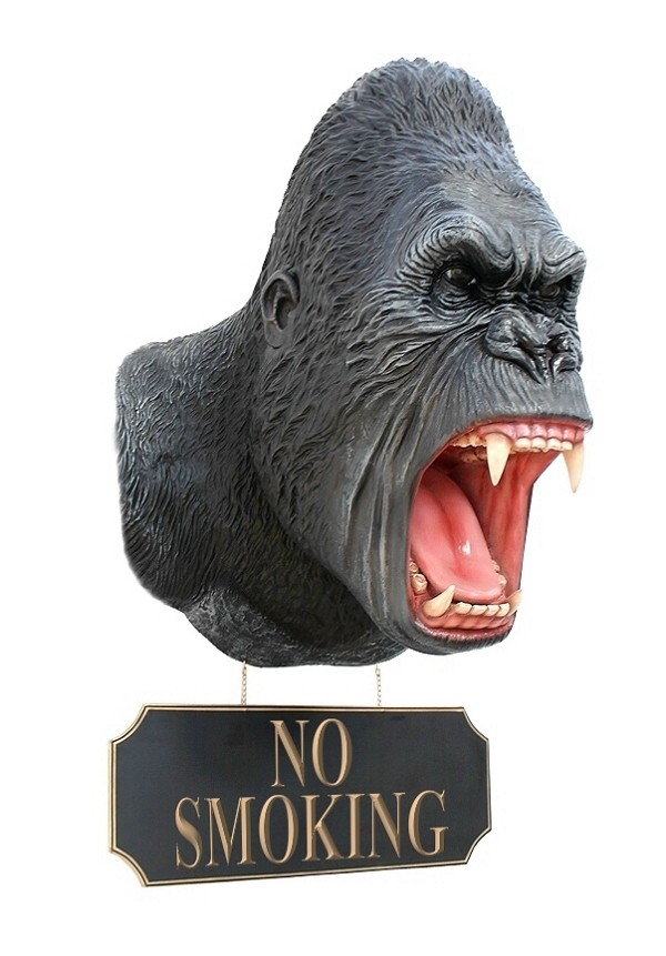 Gorillakopf mit *No Smoking*Schild