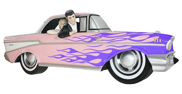 Wanddeko Chevy Rosa mit lila Flammen und Elvis