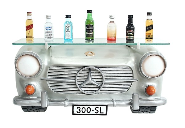 Wandregal Mercedes Benz Silber mit Glasplatte