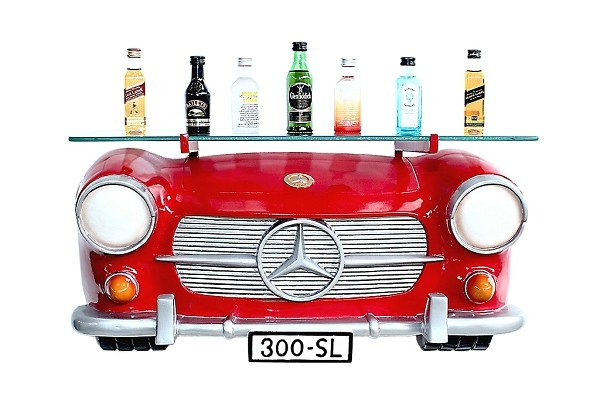 Wandregal Mercedes Benz Rot mit Glasplatte