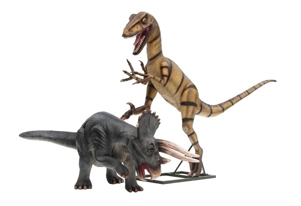 Dinosaurier Triceratops und Raptor
