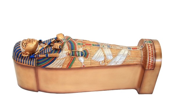 ägyptischer Sarg Liegend mit Mumie darin