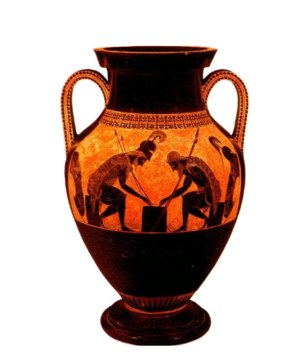 Griechische Vase Schwarz mit Orange