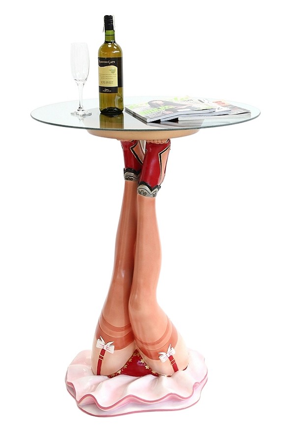 Umgekehrte Sexy Frauenbeine Tisch mit Glasplatte