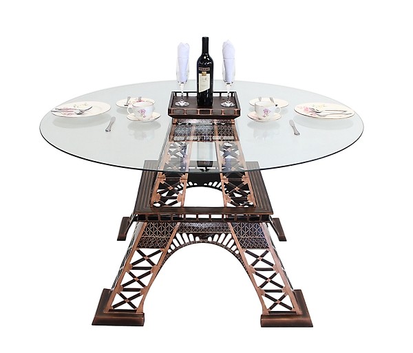 Eiffelturmhälfte Tisch mit Glasplatte