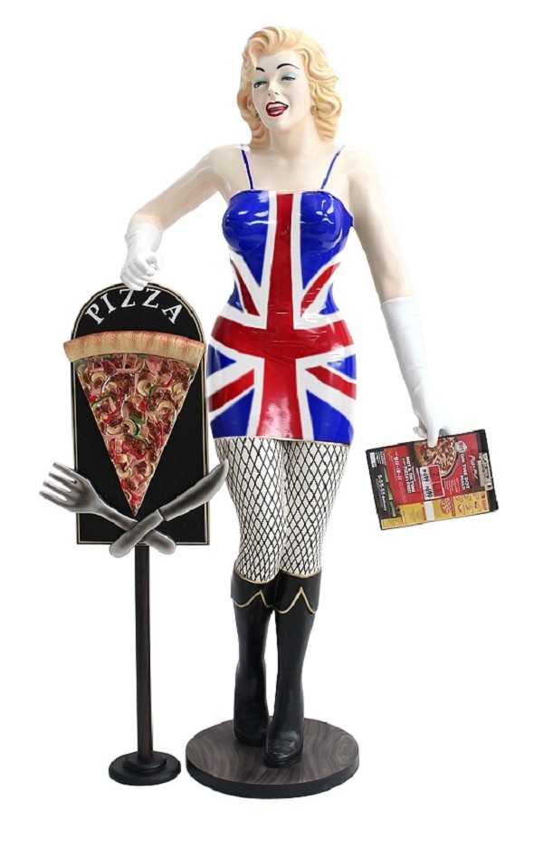 Marilyn wunsch mit Menükarte und PizzaTafel 