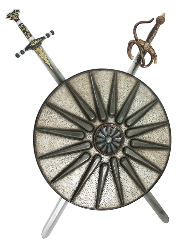 Antikes Schild Silber mit 2 Schwertern