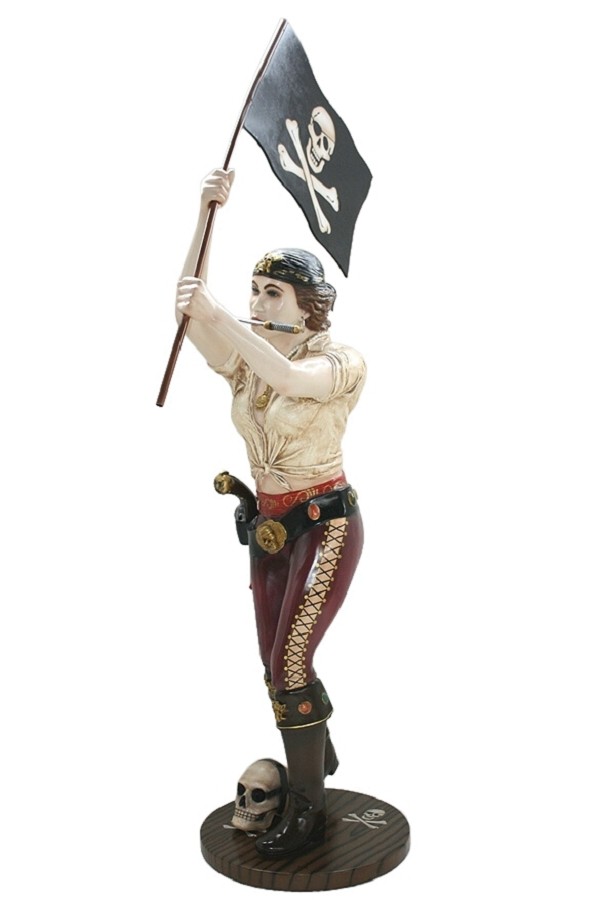 Piratenfrau mit Flagge