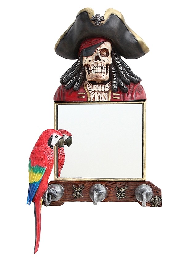 Piratenskelett Spiegel und Garderobe mit Papagei