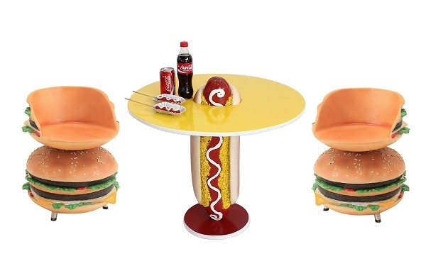 Hot Dog Tisch mit 2 Burger Sitz