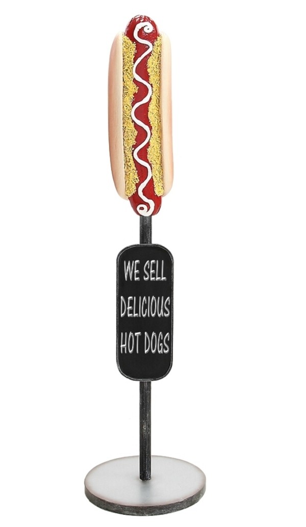 Hotdog auf Ständer mit Angebotsschild