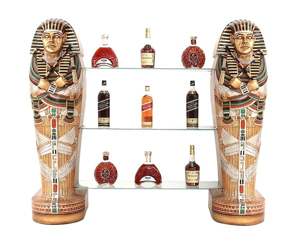 ägyptische Sarg Regal mit Glasplatten und Schränken