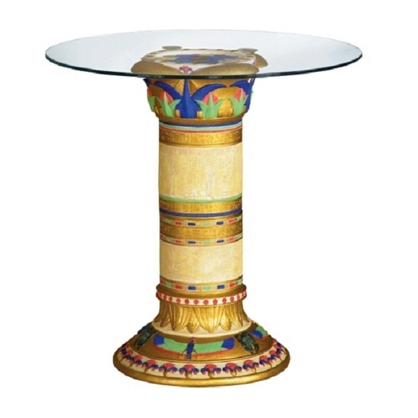 Bunte Säule Tisch mit Glasplatte