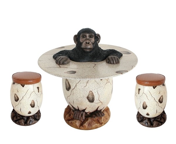 Affe im Ei Tisch und Eihocker
