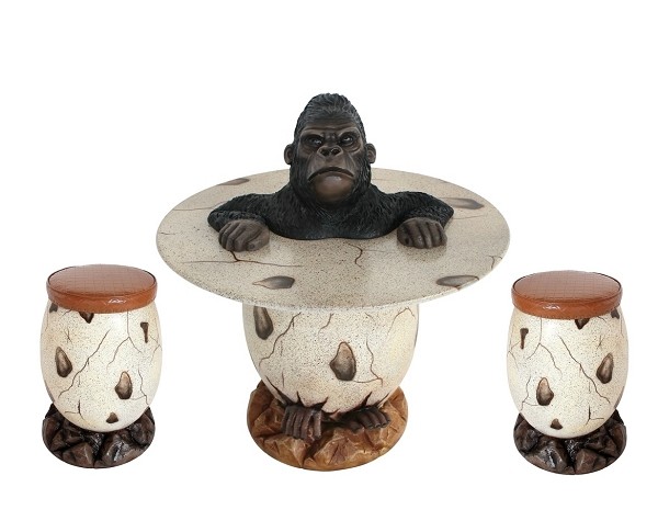 Mürrischer Gorilla im Ei Tisch und Eihocker