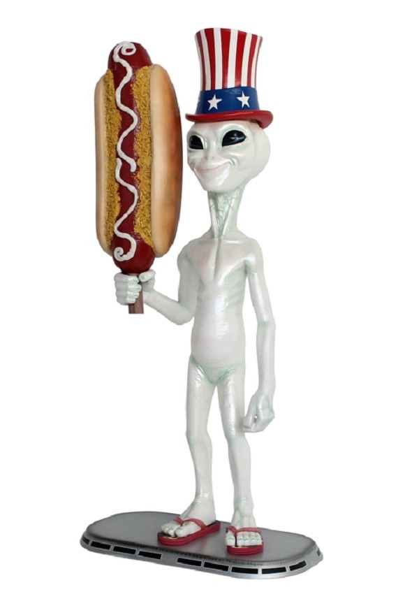 Alien amerika mit Hotdog