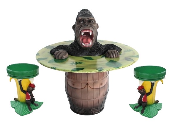 Wütender Gorilla Fasstisch und Bananenhocker