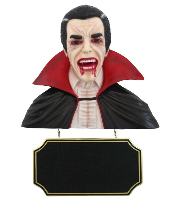 Dracula Büste mit Angebotsschild