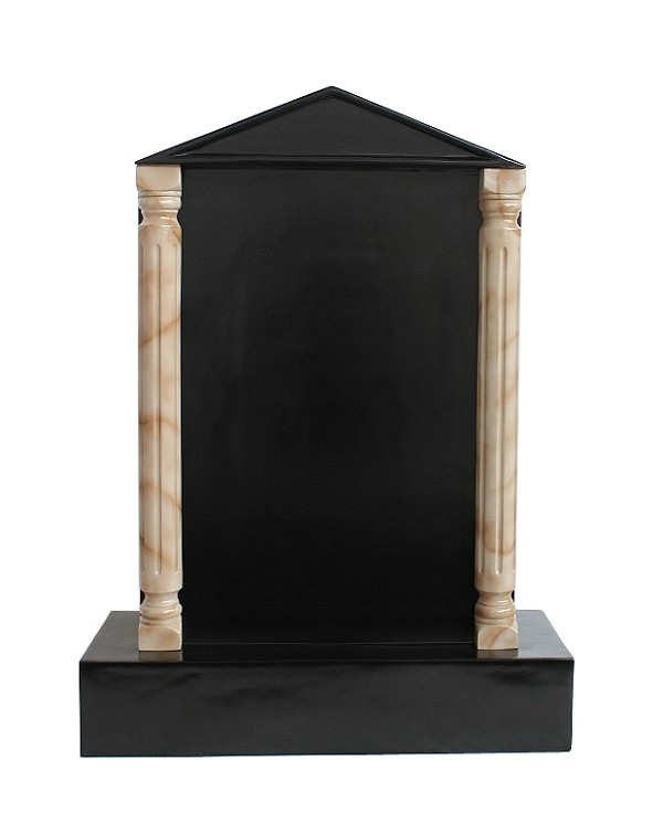 Grabstein mit schwarzem Marmoreffekt und Säulen 7