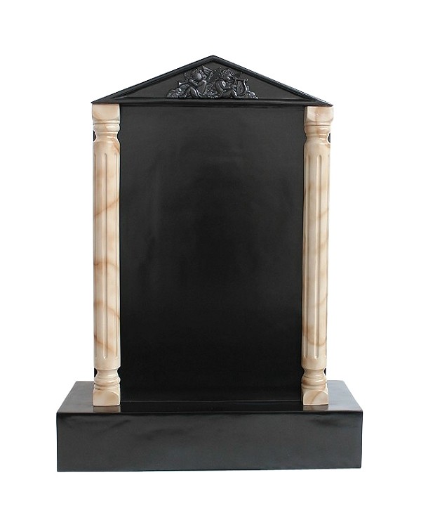Grabstein mit schwarzem Marmoreffekt und Säulen 8