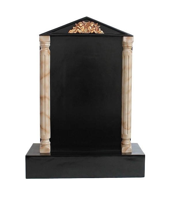 Grabstein mit schwarzem Marmoreffekt und Säulen 10