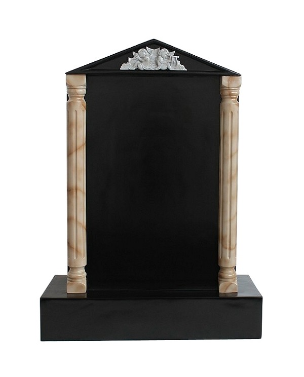 Grabstein mit schwarzem Marmoreffekt und Säulen 11