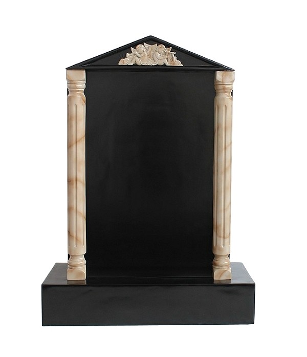 Grabstein mit schwarzem Marmoreffekt und Säulen 12