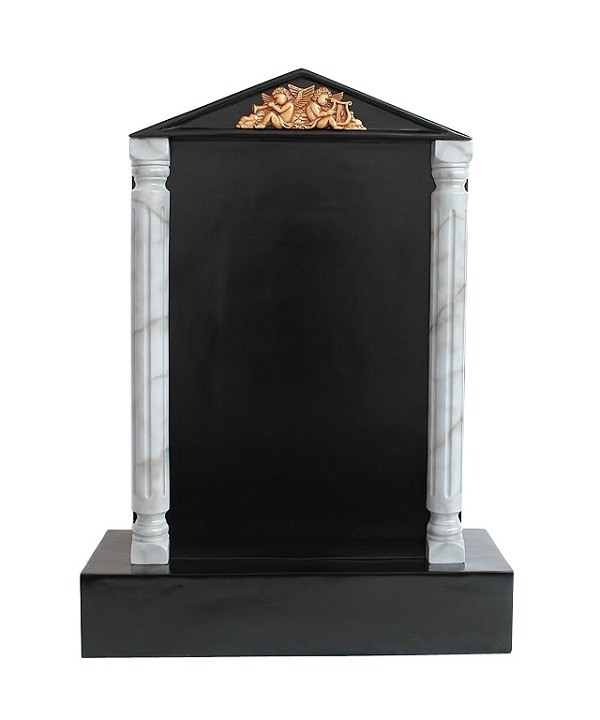 Grabstein mit schwarzem Marmoreffekt und Säulen 23