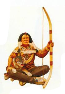 sitzender Indianer mit Wolf und Bogen Variante 2