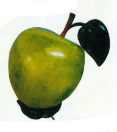 grüner Apfel mit Stamm und Blatt mittel