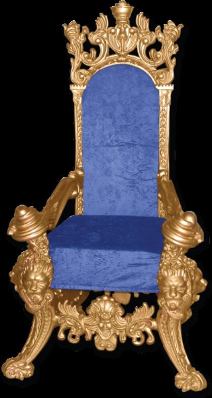 königlicher Thron mit blauem Bezug