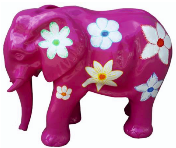 Elefant pink mit Blumen