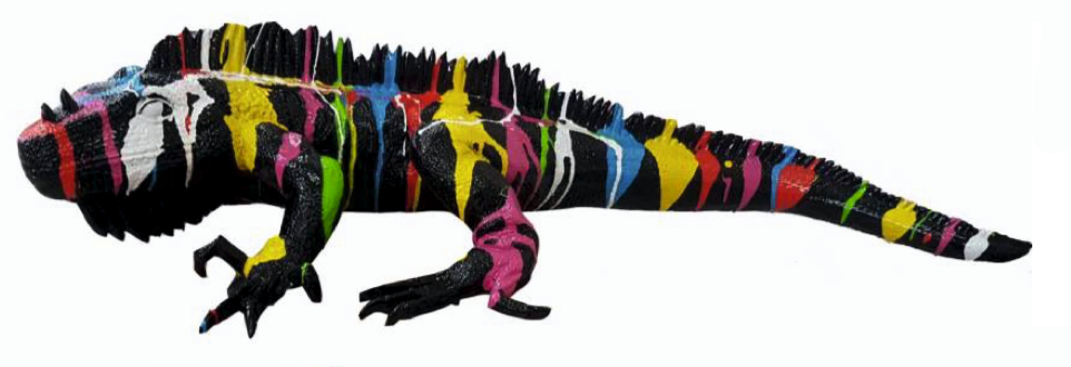 Leguan schwarz bunter Farbverlauf