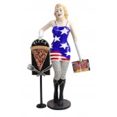 Marilyn amerika mit Menükarte und PizzaTafel 