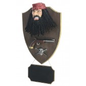 Pirat Blackbeard mit Pistole und Angebotsschild Wanddeko