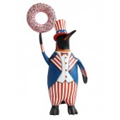 Pinguin amerika mit rosa Donut