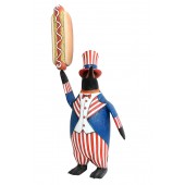 Pinguin amerika mit Hotdog